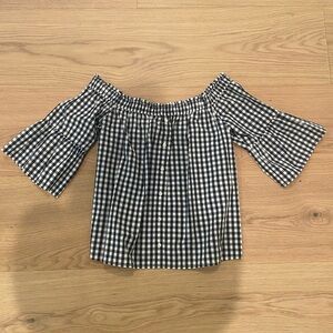 Abercrombie & Fitch Blue Gingham Off-shoulder top size large